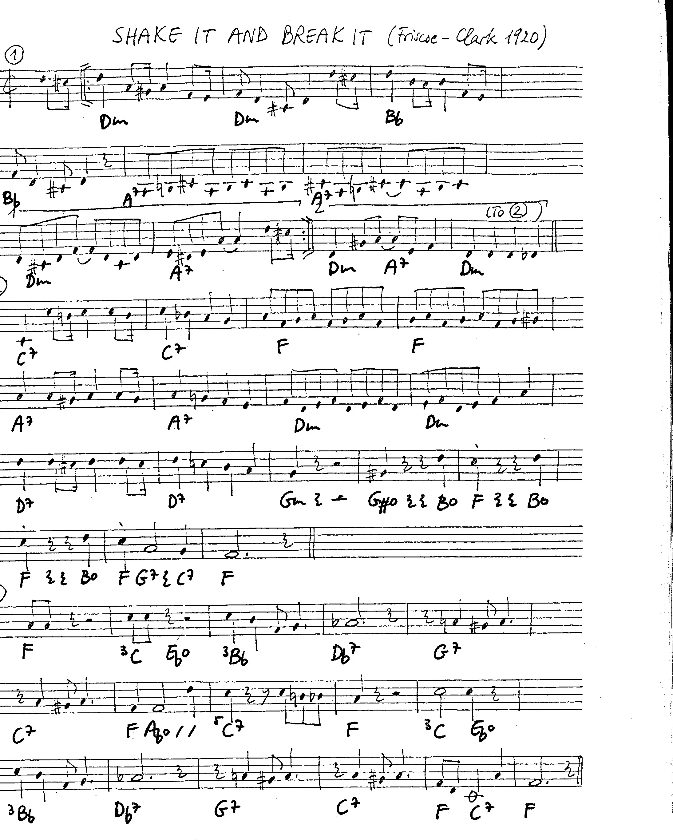 shake it and break it free jazz leadsheet - Courtesy of the Jungle Jazz Band
